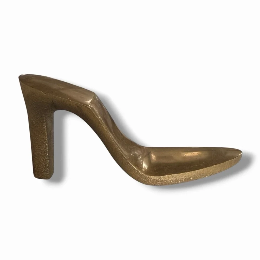 Vintage Gerrity Products Brass High Heel Shoe Paperweight 24K Gold Electroplate
